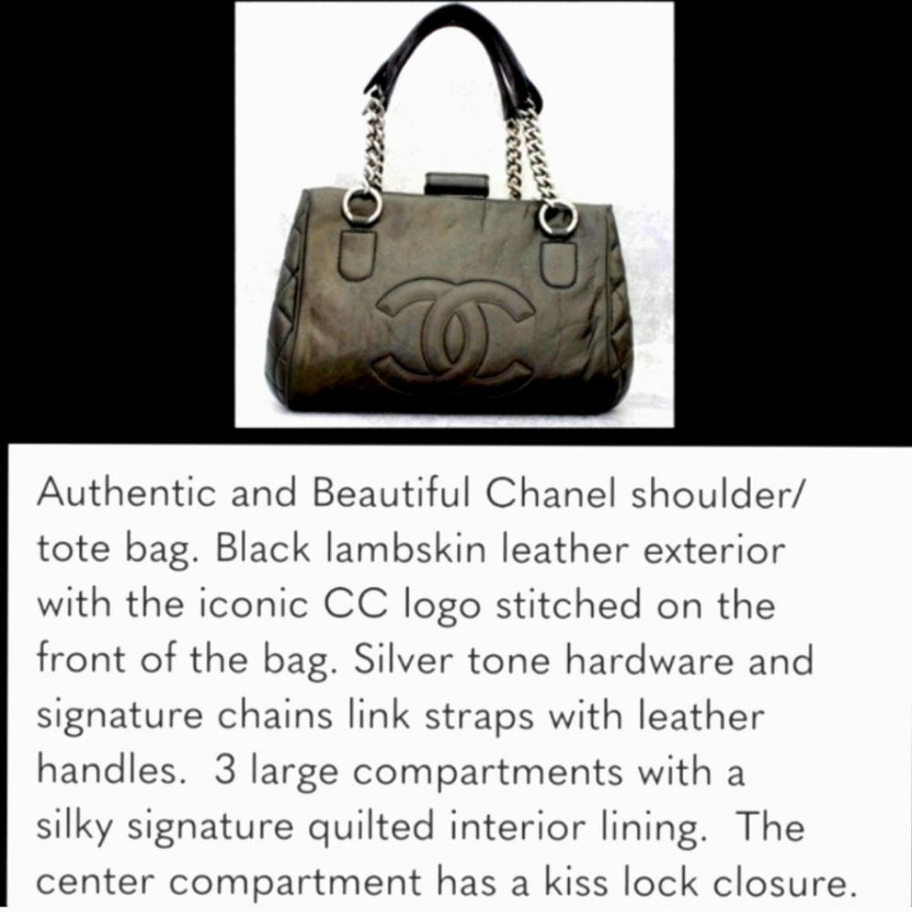 CHANEL Leather shoulder bag tote kiss lock closure Perfect Day Tote - Picture 14 of 15